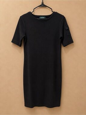 Lauren Ralph Lauren Black Short-Sleeve Midi Knit Dress